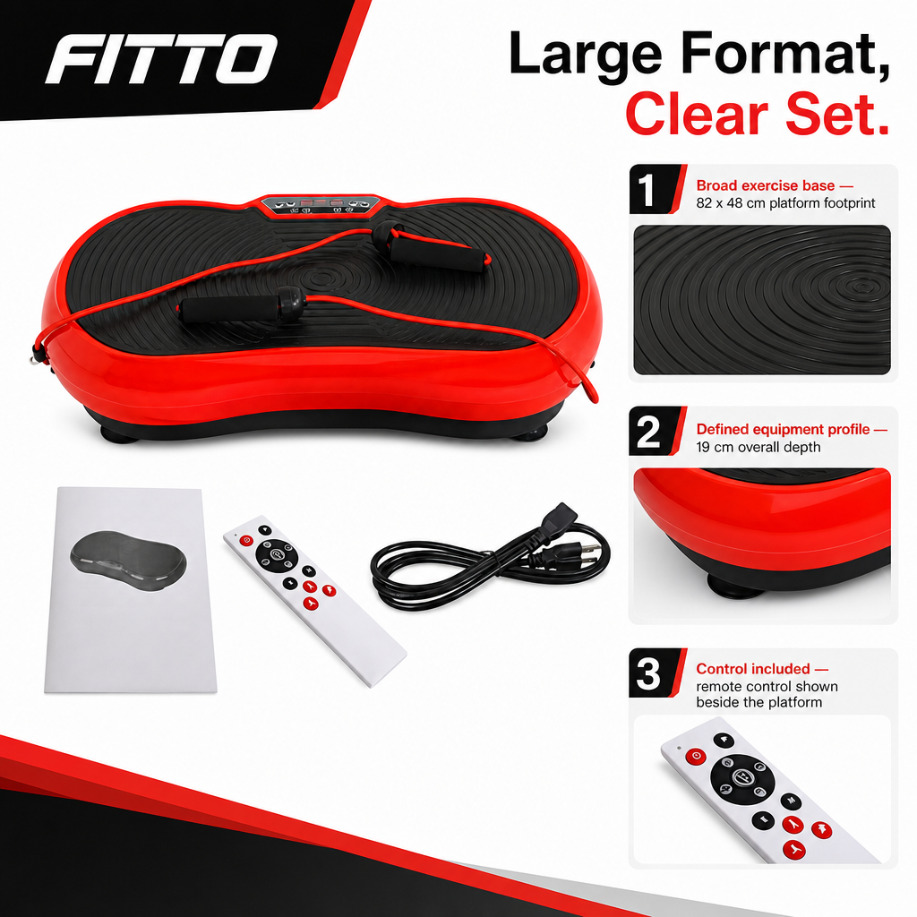 48 Pieces Large Vibration Exercise Platforms with Plastic Housing and Remote Control, Red, 82 x 48 x 19 cm