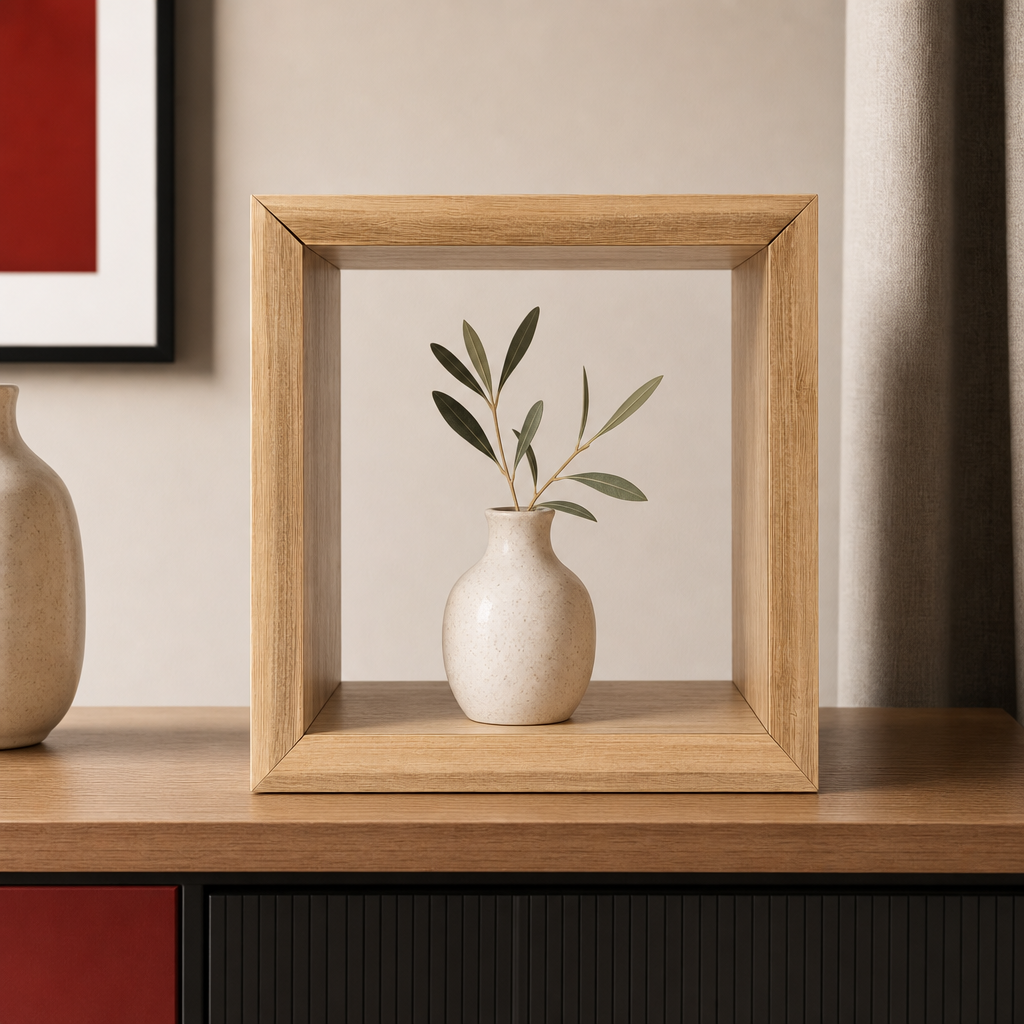 96 Pieces Wooden Open Display Box, Square Natural Finish, 30 x 30 x 25 cm