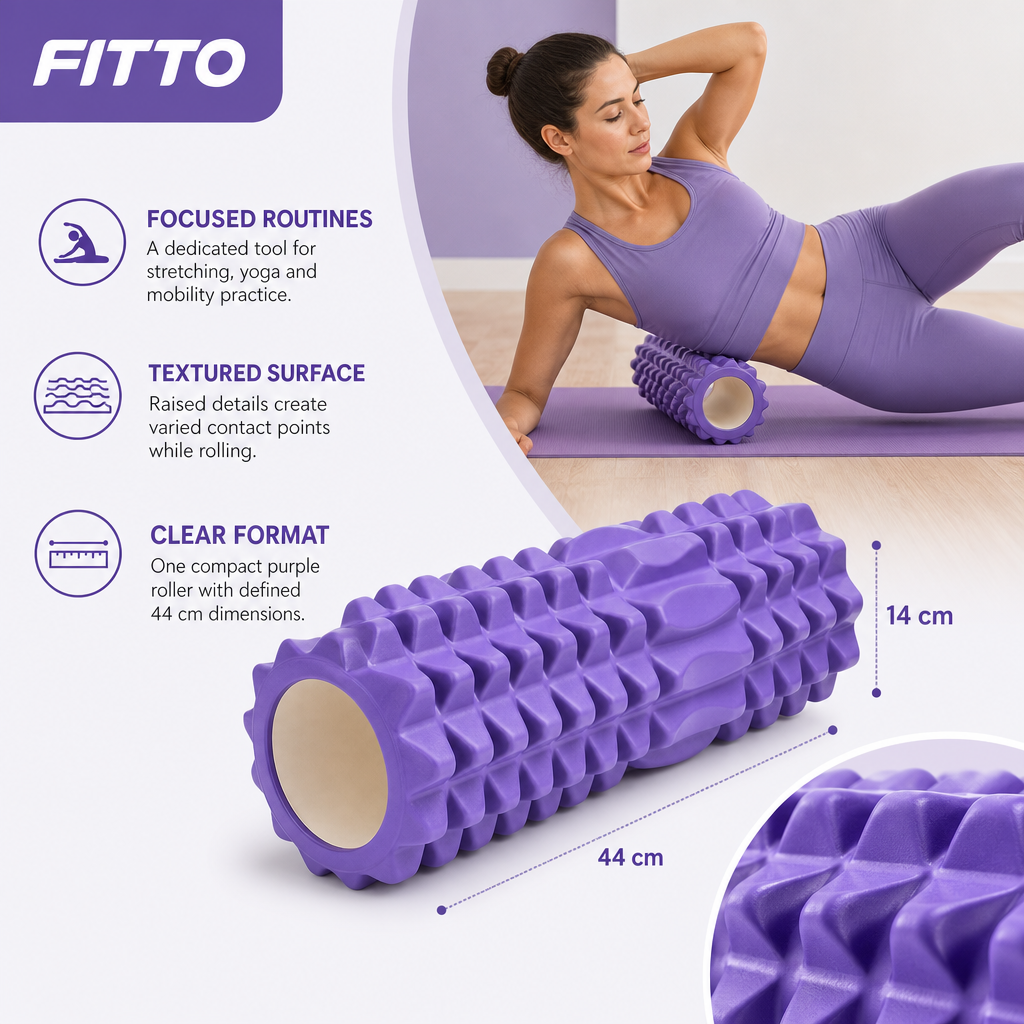 72 Pieces Textured Foam Yoga Roller, 44 cm, Purple, Single Roller for Warm-Ups, Stretching and Mobility