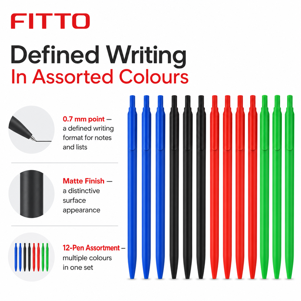 96 Pieces Gel Pens with Matte Finish and Arrow Tip, 0.7 mm, Assorted Colours, 12-Pack
