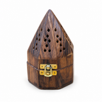 96 Pieces Wooden Pyramid Incense Burner Box with Latch and Ventilation Holes, Brown, 3.5 Inch