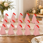96 Pieces Red and White Cone-Shaped Favor Boxes with Ribbon, 11.5 x 18 cm, 12 Pieces