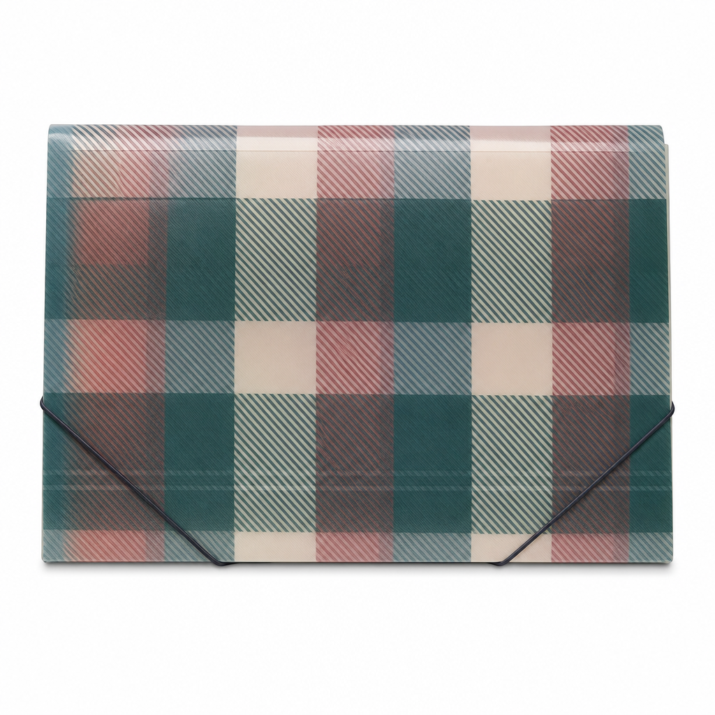 120 Pieces A4 Document Folder, Multicolour Checkered Design with Secure Closure, 1 Piece