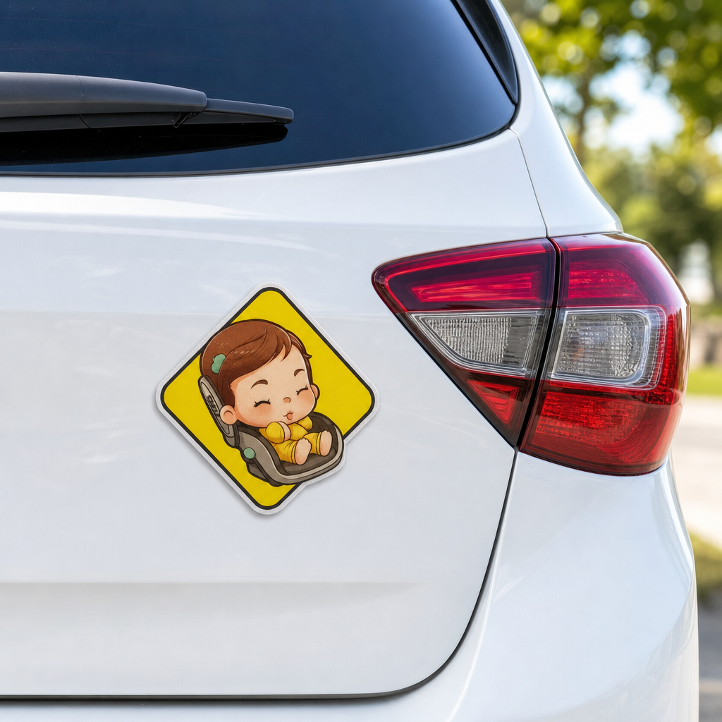 96 Pieces Car Safety Warning Sign, Yellow Diamond Vehicle Notice, 18 x 18 cm
