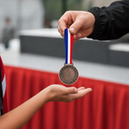 144 Pieces Plain Sports Medal with Red White Blue Ribbon, Bronze Award Recognition