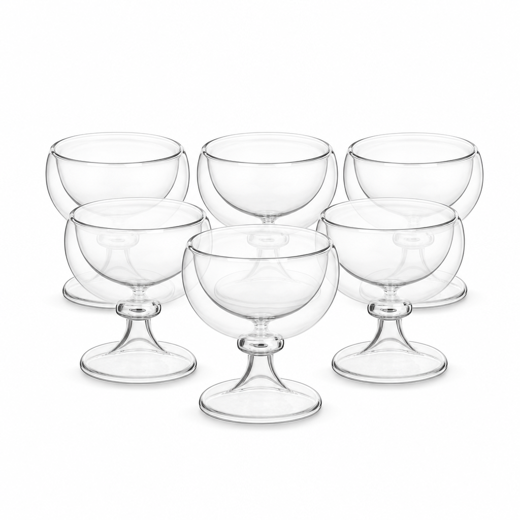 48 Pieces Double-Wall Glass Cup Set, Clear, 6 Pieces for Tabletop Serving