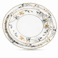 96 Pieces Opal Soup Plate, 8.5 Inch, White With Gold and Black Floral Pattern