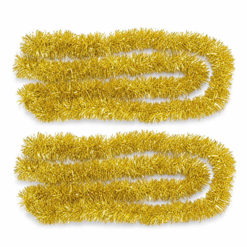 120 Pieces Gold Tinsel Decoration, 7 cm x 12 m, 2 Pieces for Party and Holiday Displays