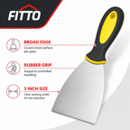 144 Pieces Putty Knife Paint Scraper, 3 Inch Blade with Rubber Grip Handle, Yellow Black and Silver, 1 Piece