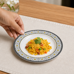 144 Pieces Melamine Dinner Plate, 6 Inch, Floral Border Pattern, Round Tablewares for Serving