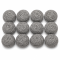 96 Pieces Stainless Steel Scourer Cleaning Balls, 12 Pieces, Silver Kitchen Scrubbing Balls