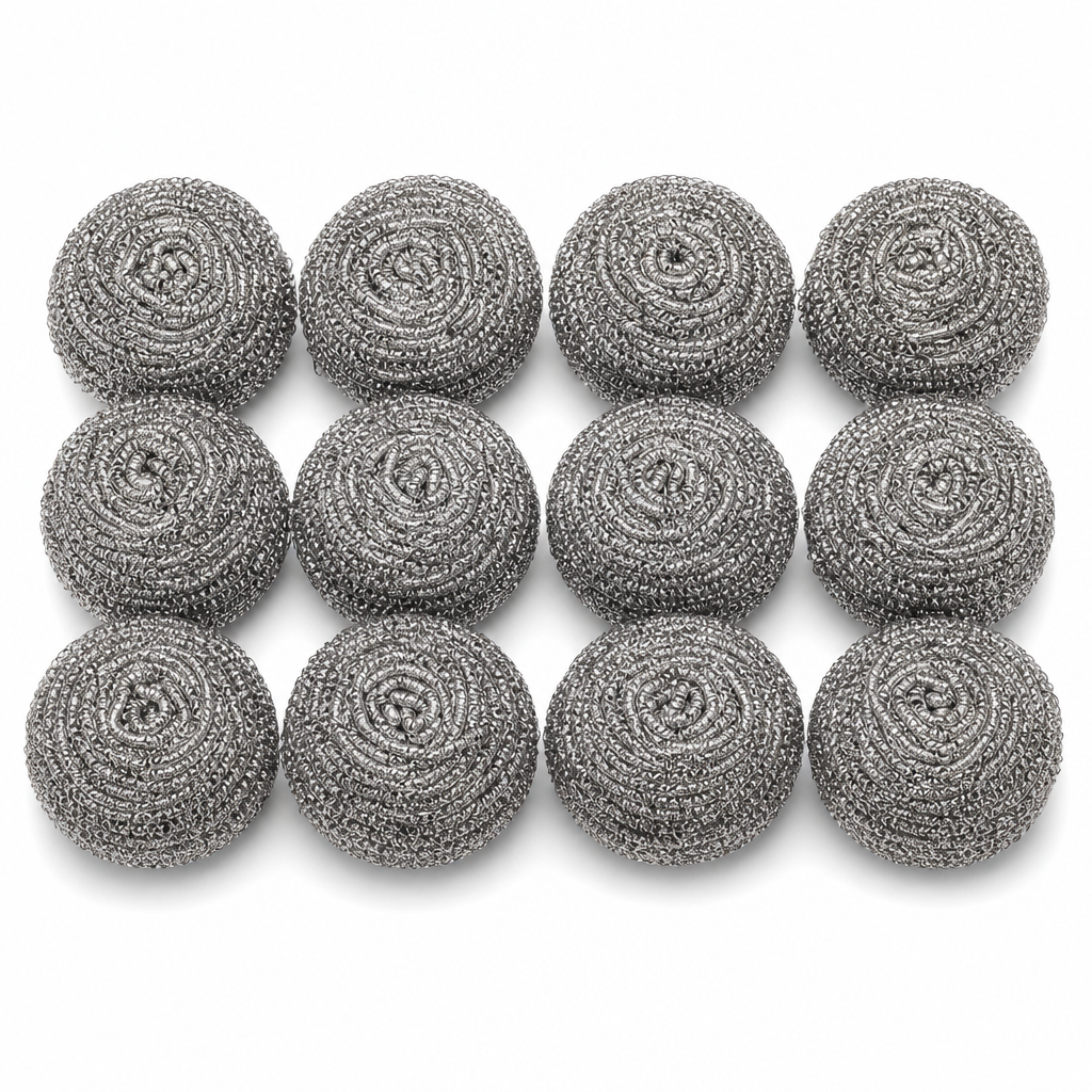96 Pieces Stainless Steel Scourer Cleaning Balls, 12 Pieces, Silver Kitchen Scrubbing Balls