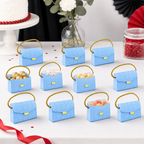 96 Pieces Candy Favor Boxes Blue Handbag Style with Cord Handle 12.5 x 5.5 x 8 cm 12 Pieces
