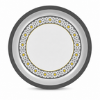 96 Pieces Serving Trays, Round Melamine Woven Design, 40 cm, White Floral Pattern