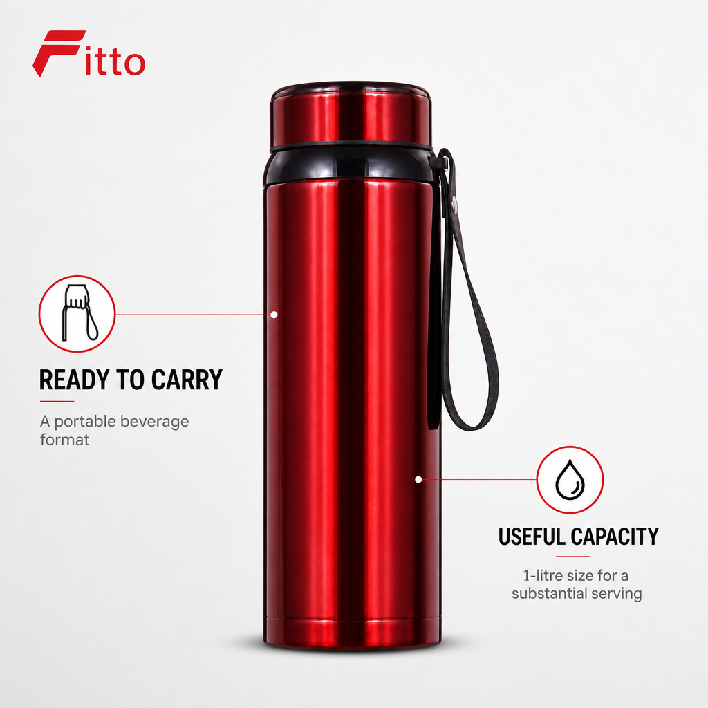 96 Pieces Stainless Steel Vacuum Flask, 1 Litre, 1 Piece