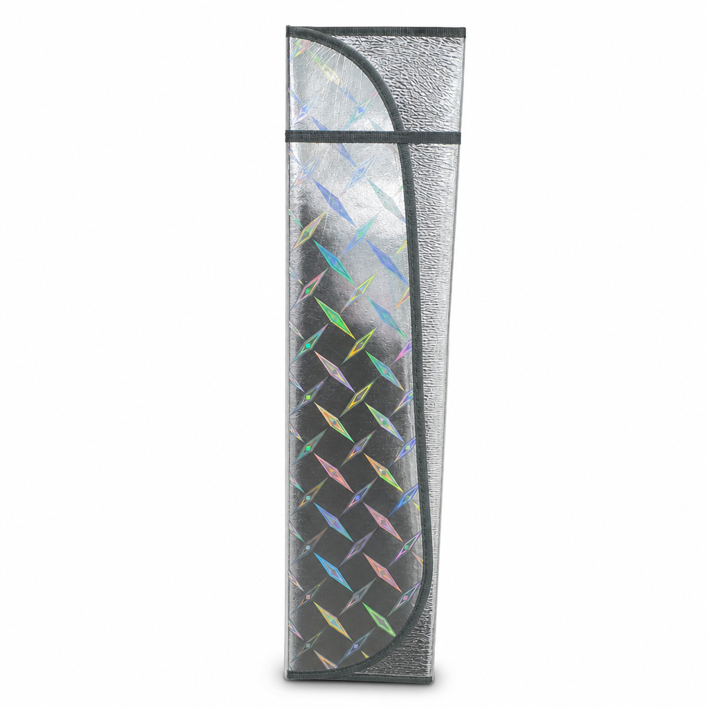 96 Pieces Metallic Foldable Reflective Windshield Sun Shade, Silver Geometric Design, 100 x 20 x 5 cm
