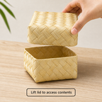 120 Pieces Handwoven Bamboo Square Storage Box with Lid, 2 x 2 Inch