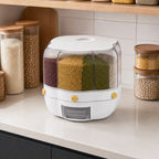 48 Pieces Rotating Rice Storage Dispenser, 10 L, White, 1 Piece, Dry Food Container for Kitchen Organization