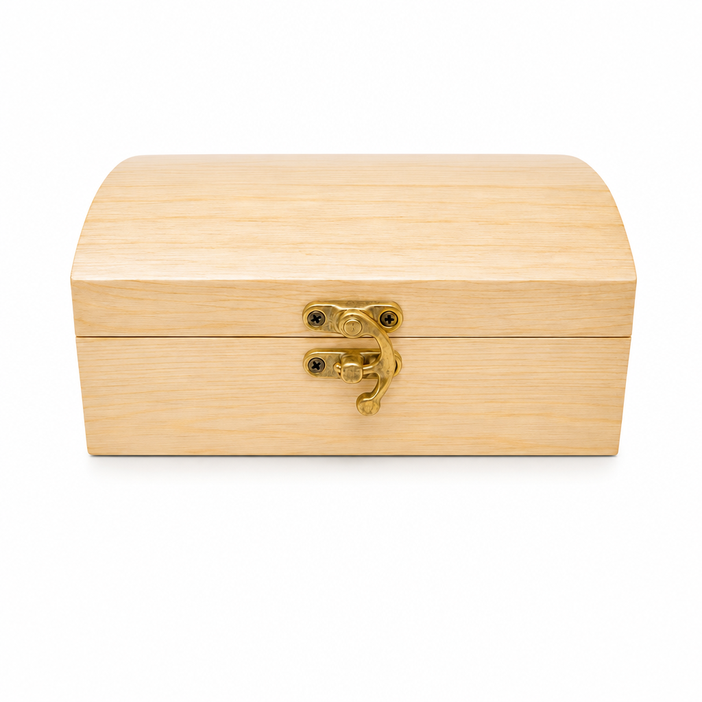 96 Pieces Wooden Storage Box with Curved Lid and Front Clasp, 5 x 4 Inch, Natural Wood