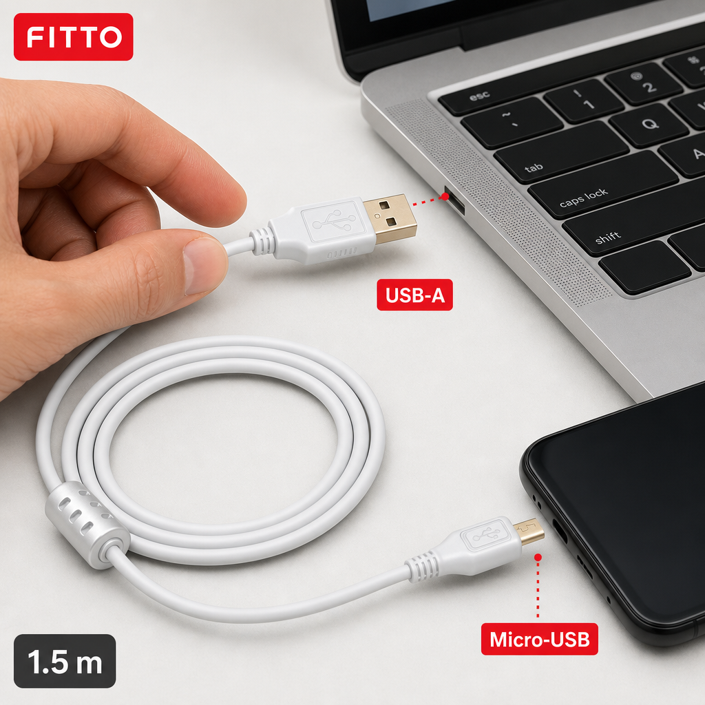 144 Pieces USB-A to Micro-USB Charging Cables, 1.5 m, Universal Cable for Charging and Data Transfer