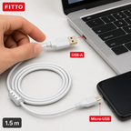 144 Pieces USB-A to Micro-USB Charging Cables, 1.5 m, Universal Cable for Charging and Data Transfer