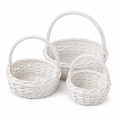 48 Pieces Round Wicker Basket Set with Handles, White, 3 Piece