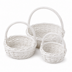 48 Pieces Round Wicker Basket Set with Handles, White, 3 Piece