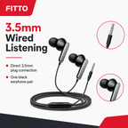 240 Pieces Wired Earphoneses, 3.5mm Stereo In-Ear Audio, Black, CH-920