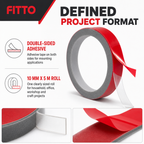 120 Pieces Double-Sided Mounting Tape, Grey Adhesive Roll with Red Release Film, 10 mm x 5 m, 1 Roll