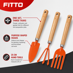 72 Pieces 3-Piece Garden Tool Set, Carbon Steel Trowel, 3-Tooth Cultivator and 4-Tooth Fork, 25 cm, Orange and Wood