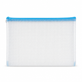 144 Pieces Transparent Grid Zipper Document Folder with Blue Trim, 35 x 25 x 2 cm, 1 Piece
