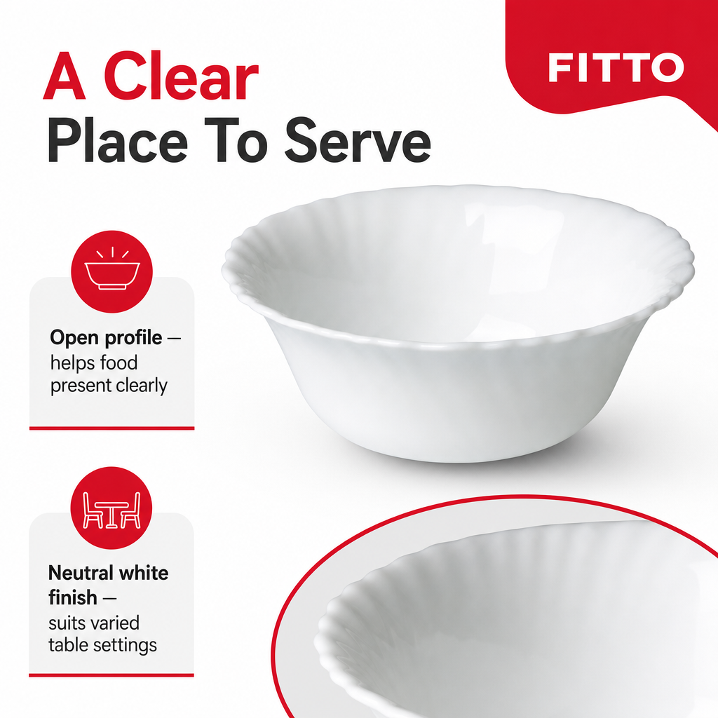 96 Pieces Opal Glass Serving Bowl, 10 Inch, White