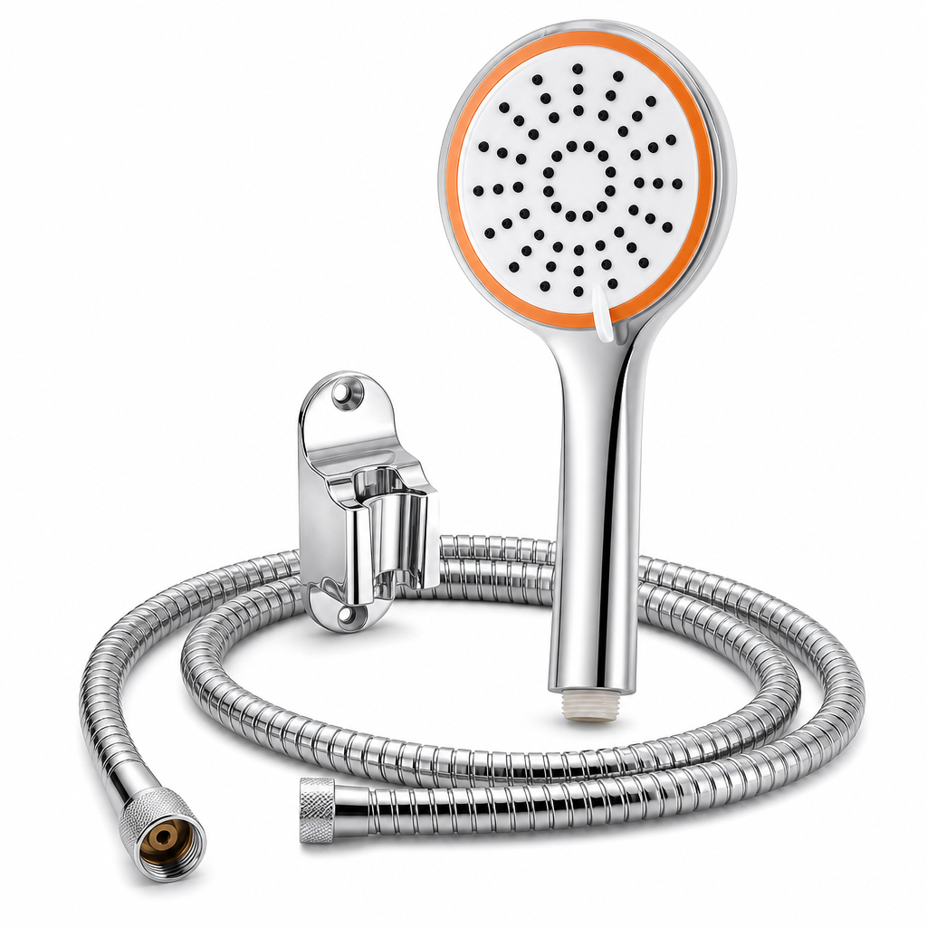 96 Pieces Hand Shower Head White and Chrome with 1.5 m Flexible Hose