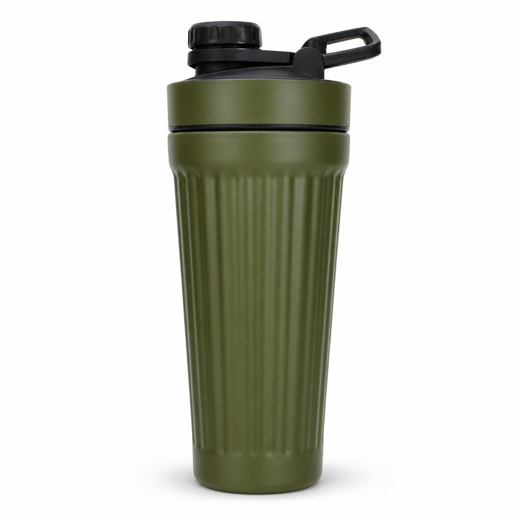 96 Pieces Stainless Steel Shaker Bottle with Mixer, 1000ml, Olive Green