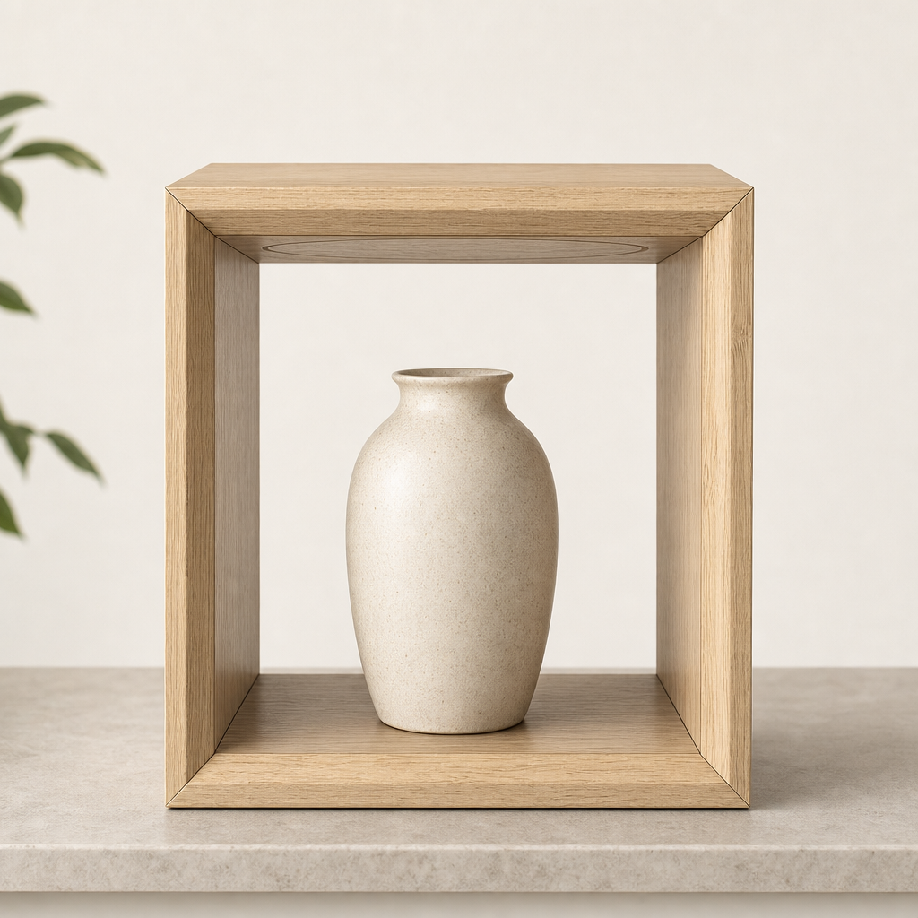 72 Pieces Wooden Open Display Box, Square Natural Finish, 28 x 28 x 24 cm, Single Box for Shelf or Tabletop Arrangement
