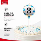 240 Pieces Birthday Number 3 Cake Candle, Blue, 5 cm