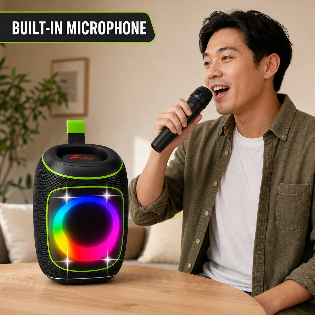 48 Pieces Portable Party Speaker with RGB Light, Microphone, Extra Bass, 1800mAh Battery and Radio