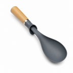 96 Pieces Self-Standing Solid Spoon with Wooden Handle, 31 cm, Gray and Natural Wood, 1 Piece