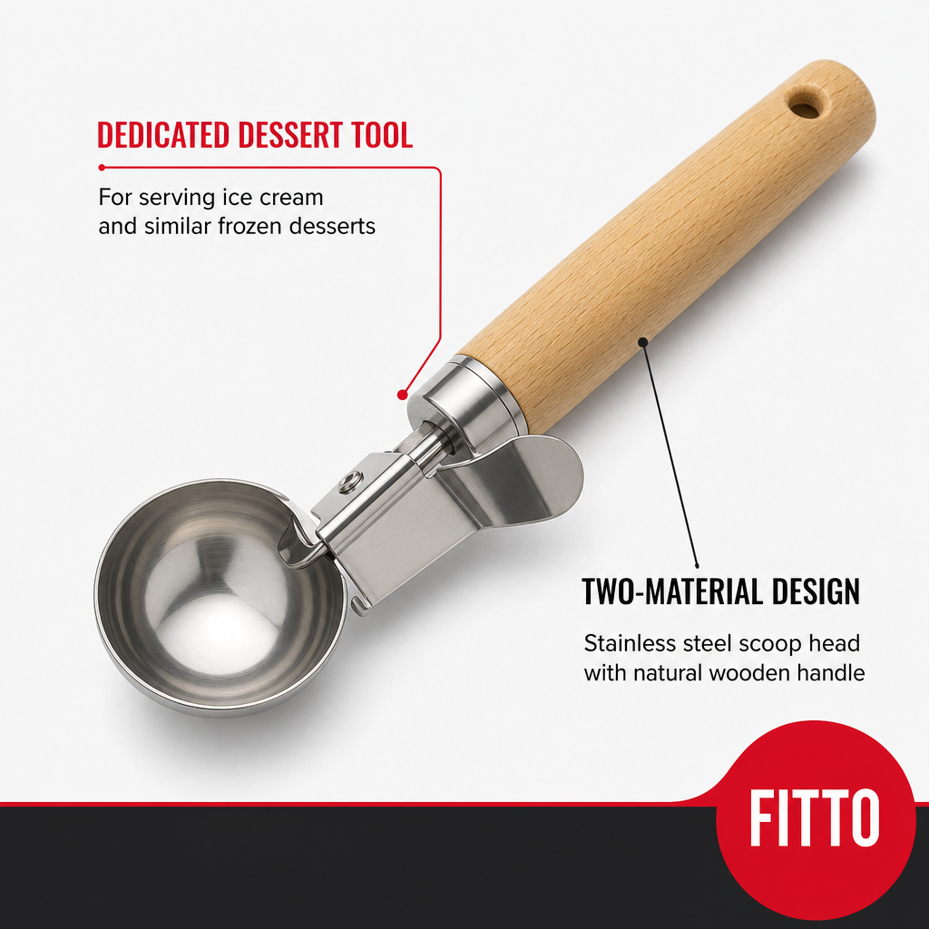 120 Pieces Stainless Steel Ice Cream Scoops with Wooden Handle, 30 x 10 x 5 cm
