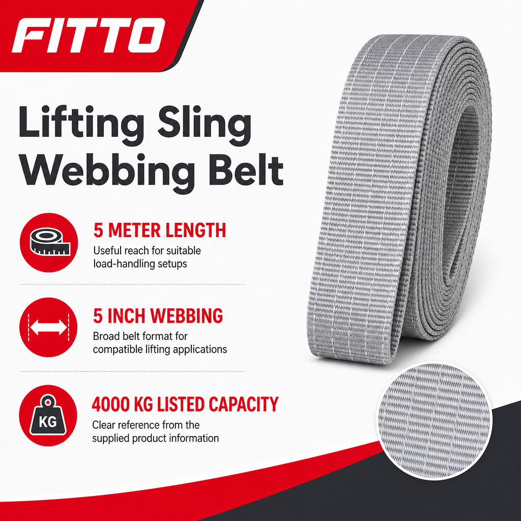 48 Pieces 5 Inch Polyester Lifting Sling Webbing Belt, 4000 kg Loading Capacity, 5 Meter, Grey, 1 Piece