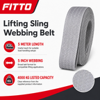 48 Pieces 5 Inch Polyester Lifting Sling Webbing Belt, 4000 kg Loading Capacity, 5 Meter, Grey, 1 Piece