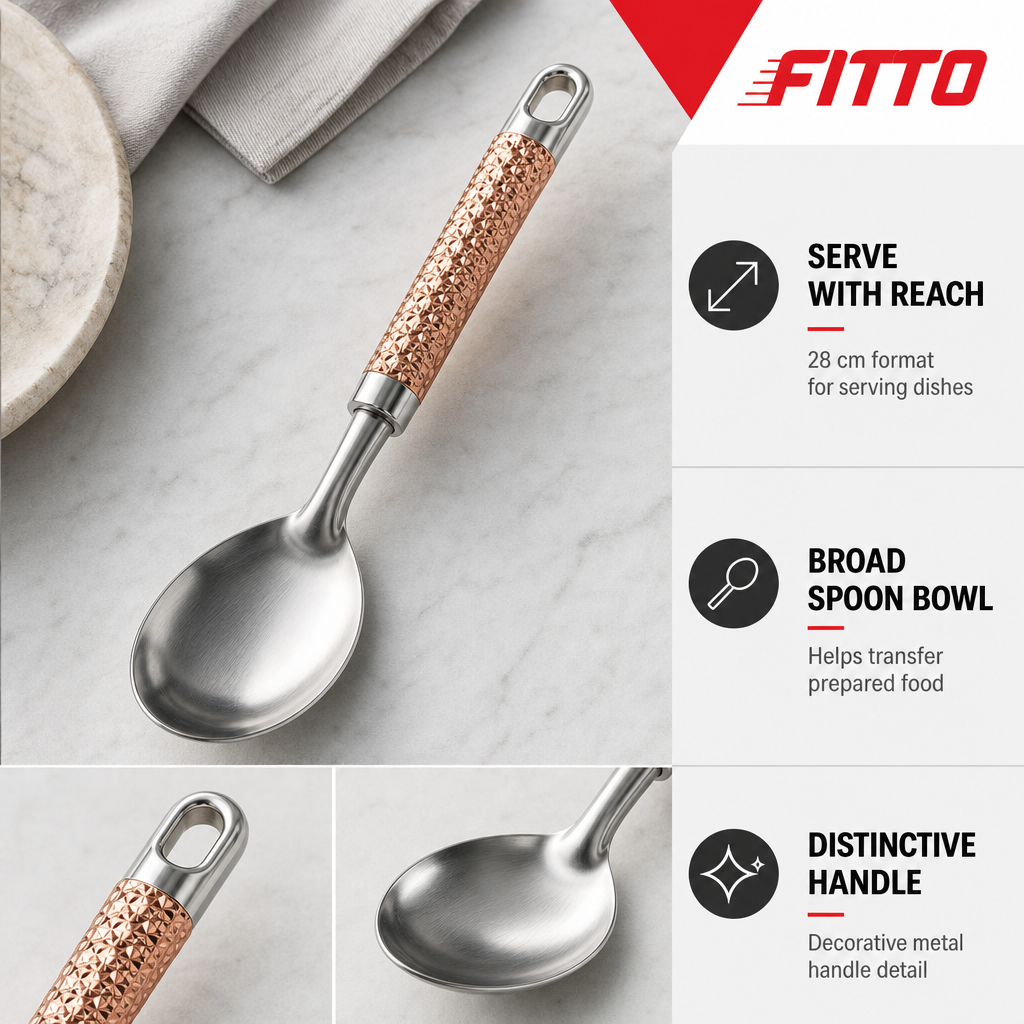 120 Pieces Stainless Steel Serving Spoon with Decorative Metal Handle, 28 cm, 1 Piece