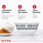 240 Pieces Melamine Rice Bowl, 3.5 Inch, Grey Geometric Border, Single Bowl for Serving Rice and Side Dishes