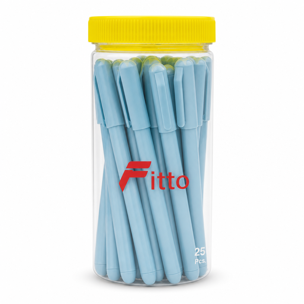 96 Pieces Ballpoint Pens, 1.0 mm, Light Blue Body, 25 Pack