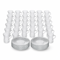 48 Pieces Ribbed Clear Glass Tea Cup and Saucer Set, 36 Pieces