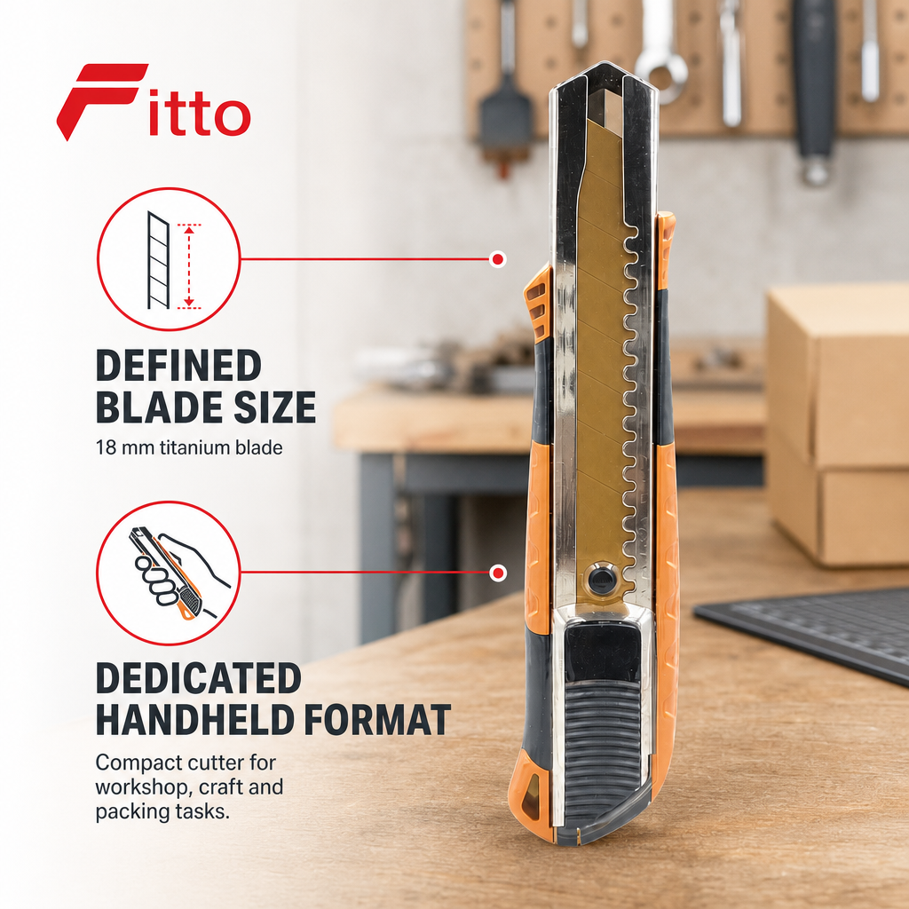 96 Pieces Utility Knives Cutter with Titanium Blade, 18 mm, Brown and Grey Handheld Cutting Tool