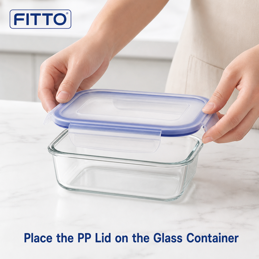 96 Pieces Rectangular Glass Food Storage Container with PP Lid, 1520 ml