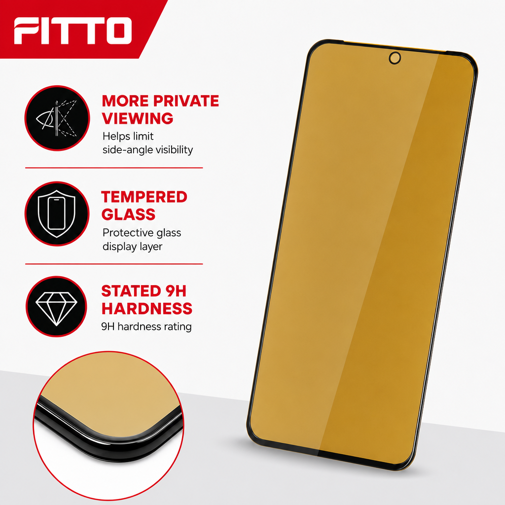 144 Pieces 5D Privacy Tempered Glass Screen Protectors for 15 Plus, 9H Hardness