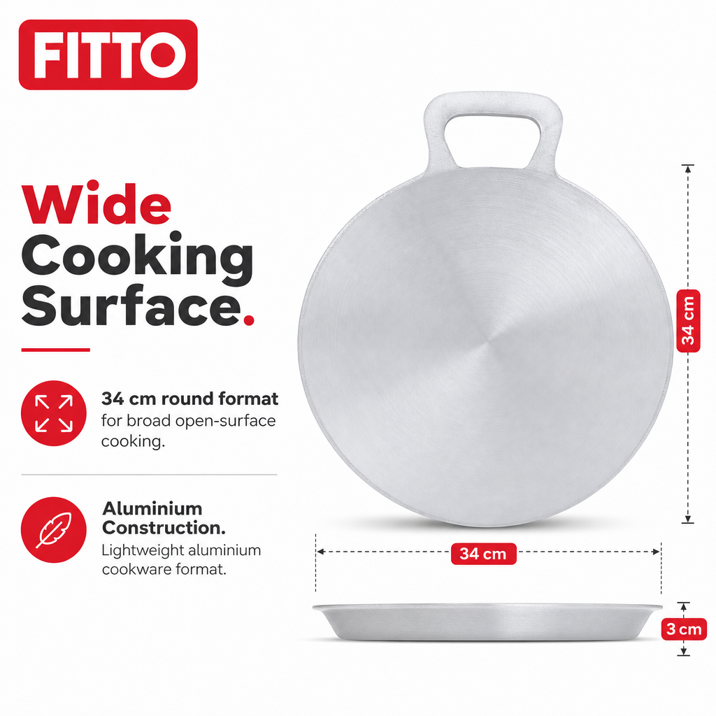 72 Pieces Aluminium Tawa 34 cm, Round Cookwares Pan for Flatbread and Everyday Cooking