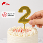 240 Pieces Number 2 Cake Candle, Gold And Silver Metallic-Look Celebration Decoration, Single Piece, 15 x 8 x 2 cm